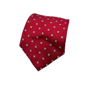 Brooks Brothers Tie Mens One Size Red Silk Geometric Medallion Makers USA Made